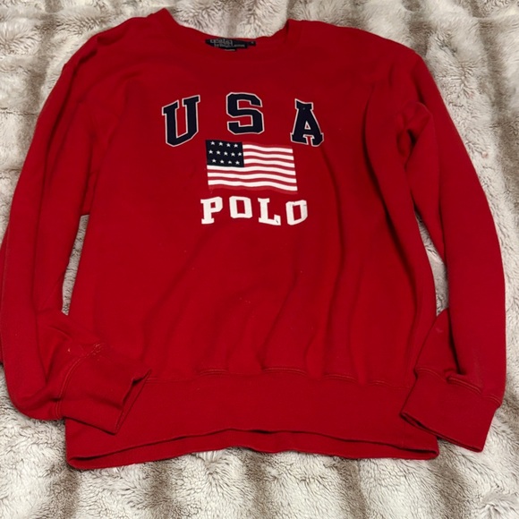 Polo by Ralph Lauren Red USA Flag Crewneck Sweater - Picture 1 of 12